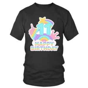 11 Happy Birthday with Multicolor Unicorn T-shirt