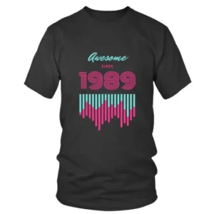 Awesome Since 1989 Blue and Pink vintage Style T-shirt