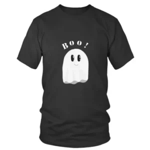 Black Minimalist Cute Ghost Halloween T-shirt