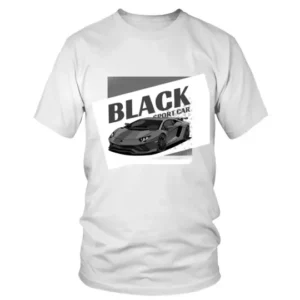 Black Sport Car in Dark Grey T-shirt