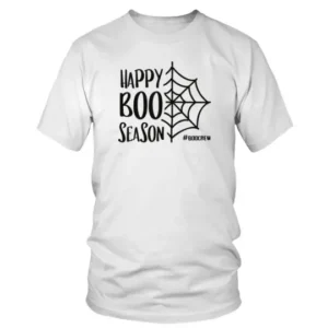 Black Typography Happy Halloween Boo Crew T-shirt