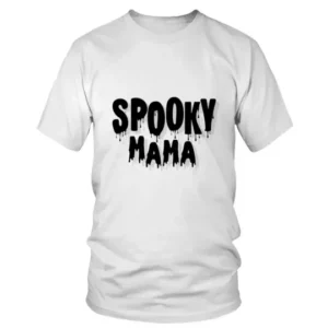 Black and White Simple Spooky Mama Text Halloween T-shirt