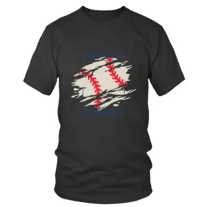 Born To Play Baseball in Navy Blue and Red T-shirt