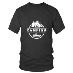 Camping in White with Car T-shirt