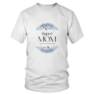 Classic Style Super Mom Text Written T-shirt