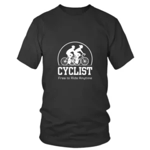 Cyclist Free To Ride Anytime in White T-shirt