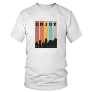 Enjoy New York in Vintage Style with White Text T-shirt