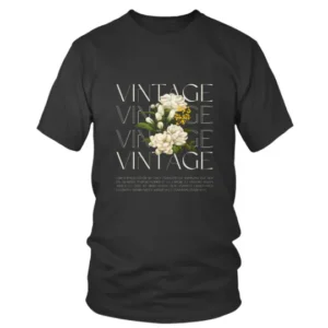 Four Times Repeated Vintage with Two Flowers T-shirt