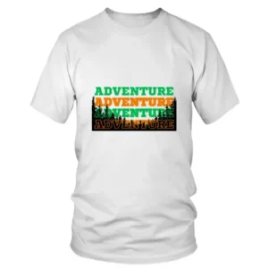 Four Times Written Adventure in Green and Orange T-shirt