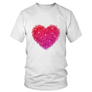 Glitters Style Large Heart in Pink Color T-shirt