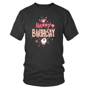 Happy Birthday in Peach and Red Color T-shirt