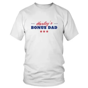 Harleys Bonus Dad in Red and Blue T-shirt