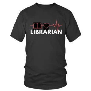 Librarian Book Heart and Lifeline T-shirt