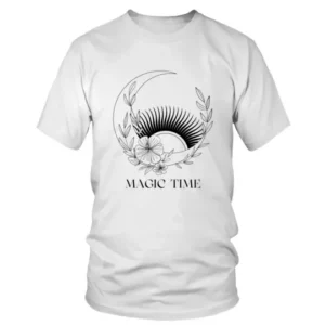 Magic Time with Moon and Sun Black T-shirt