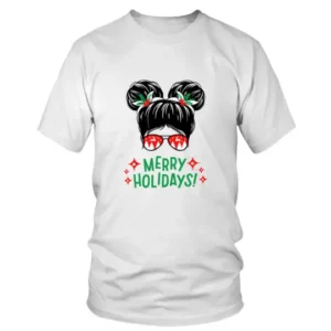 Merry Holidays Half Face Girl Christmas T-shirt