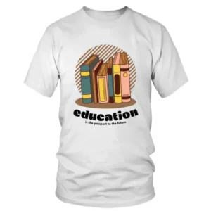 Multiple Books with Education Text Written T-shirt