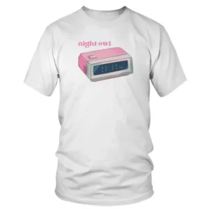 Night Owl with Pink 11 11 PM Clock T-shirt