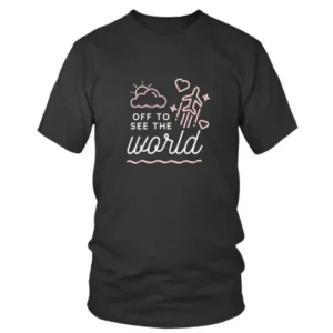 Off To See The World with Heart and Flying Airplane T-shirt