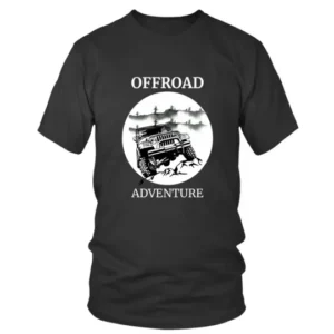 Offroad Adventure Black and White Jeep Print T-shirt