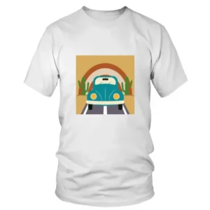 Old Car in a Cartoonish Print T-shirt