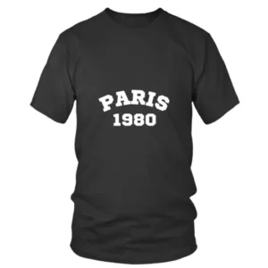 Paris 1980 in White Color Vintage Style T-shirt