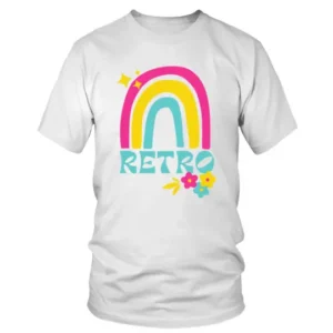 Pink Yellow Blue Retro with Flowers T-shirt