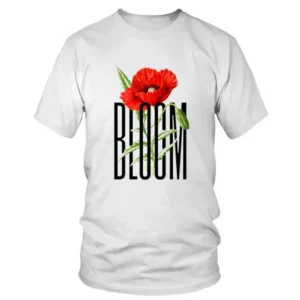 Red Flower Modern Typo Bloom T-shirt