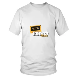 Retro Music in White and Mustard Yellow T-shirt