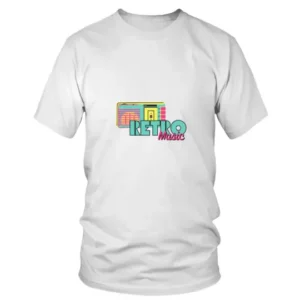 Retro Music with Old Radio in Blue and Pink T-shirt