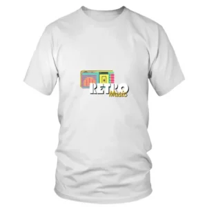 Retro Music with Old Radio in White and Yellow T-shirt