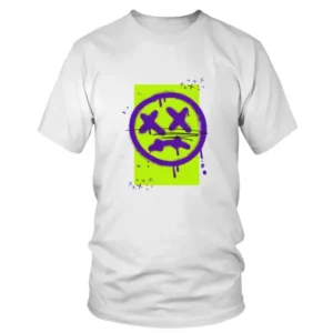 Sad Face with Two Cross Eyes Green Background Graphic T-shirt