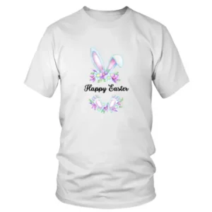 Simple Floral Happy Easter with Bunny Ears T-shirt