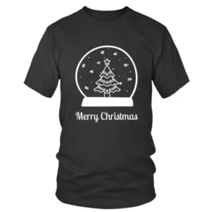 Simple Merry Christmas Red Tree with Snowfall T-shirt