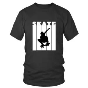 Skate in White Color with Black Graphics T-shirt