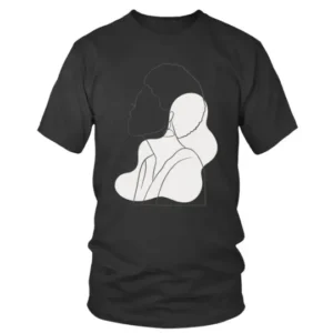 Sketch of a Short Curly Hair Woman T-shirt