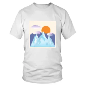 Snow Mountains Scenery Painting Style Print T-shirt