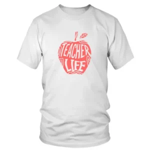 Teacher Life in Red Big Apple T-shirt