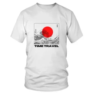 Time Travel with Red Sun and Sea Waves T-shirt