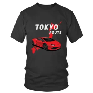 Tokyo Route With Red Sports Car T-shirt