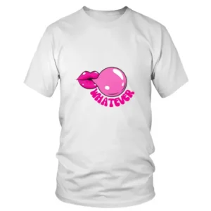 Whatever with Lips and Gum in a Pink T-shirt