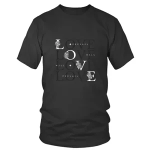 White and Charcoal Four Times Repeated Love T-shirt