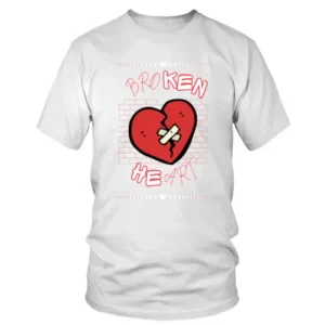 White and Red Illustrative Broken Heart T-shirt