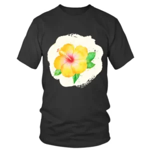 Yellow Flower Painting Style Prin T-shirt