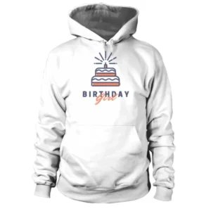 A Simple Birthday Girl with Cake and Candle Pullover Unisex Hoodie