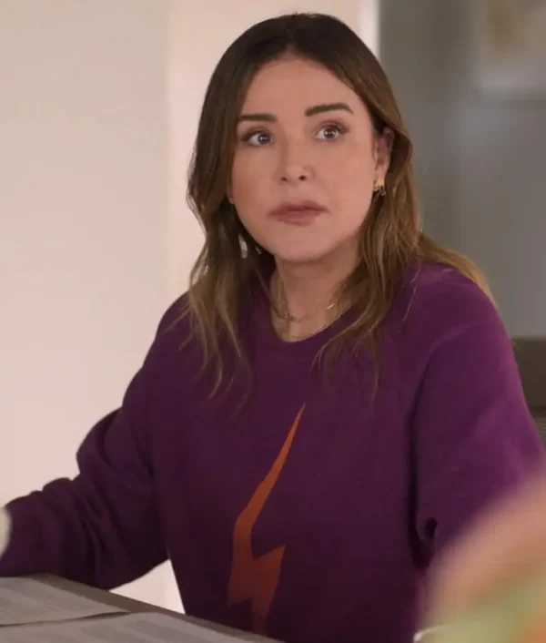 Christa Miller TV Series Shrinking Season 01 Episode 09 Liz Lightning Bolt Purple Crewneck Sweatshirt